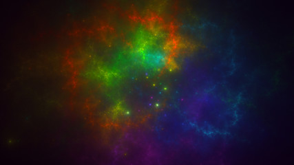 3D rendering abstract multicolor fractal light background