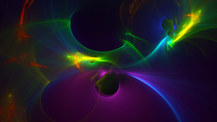 3D rendering abstract multicolor fractal light background