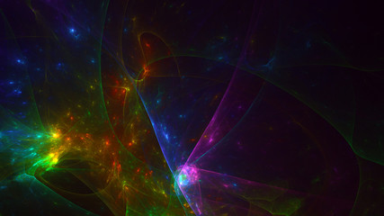 3D rendering abstract multicolor fractal light background