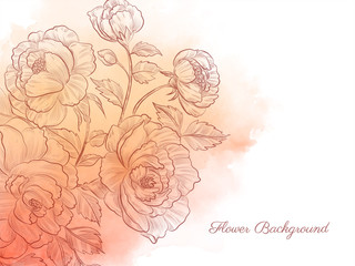 Elegant hand drawn flower watercolor pastel background