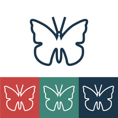 Linear vector icon with butterfly