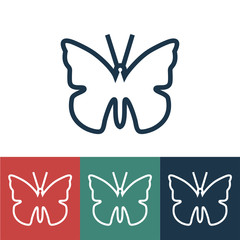 Linear vector icon with butterfly