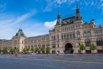 Obraz premium The main department store building on Red Square in Moscow, Russia. Old Russian architecture