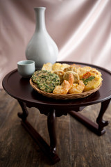 korean food, jeon and alcohol