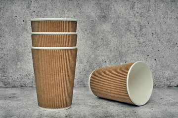 Paper cup. Recycling. Eco-friendly disposable tableware. Eco dishes