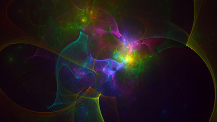 3D rendering abstract multicolor fractal light background