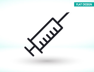 Syringe vector icon , lorem ipsum Flat design