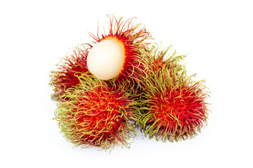 Sweet rambutan delicious fruit isolated on white background