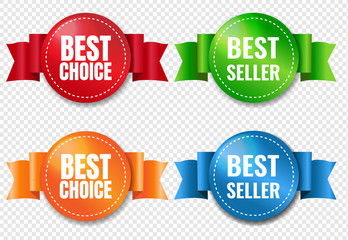 Best Choice Labels Set Transparent Background With Gradient Mesh, Vector Illustration