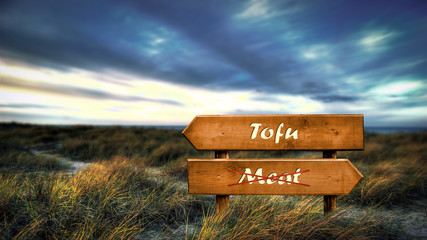 Street Sign to Tofu versus Meat