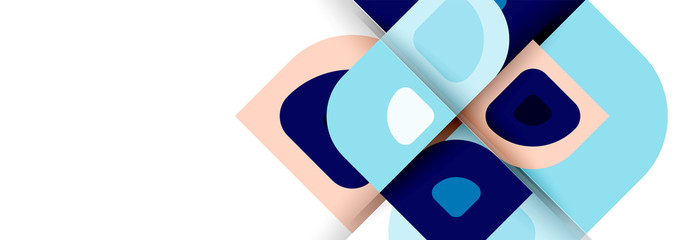 Set of vector modern geometric abstract backgrounds with repeating abstract round shapes patterns and shadow effects