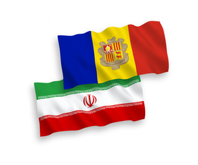 Flags of Andorra and Iran on a white background