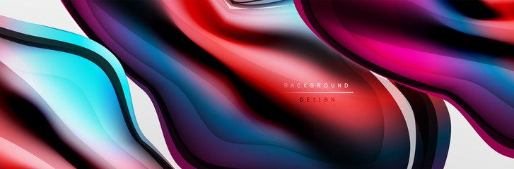 Vector abstract background, flowing liquid style bubble with metallic, color quicksilver chrome texture and color glow effects