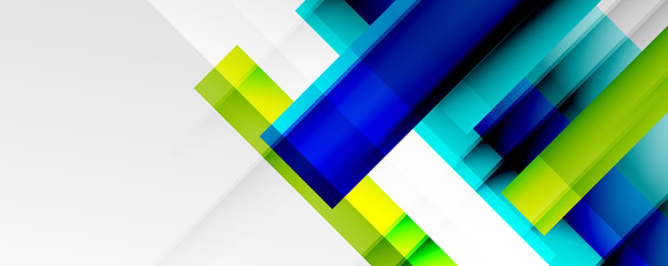Geometric abstract backgrounds with shadow lines, modern forms, rectangles, squares and fluid gradients. Bright colorful stripes cool backdrops