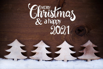 White Christmas Tree, Snow, Merry Christmas And Happy 2021