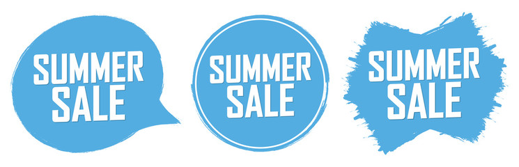 Set Summer Sale banners design template, discount tags, grunge brush, vector illustration