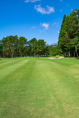 Golf Course with beautiful green field. Golf course with a rich green turf beautiful scenery.