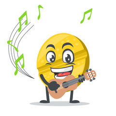 vector illustration of character or pill mascot playing guitar