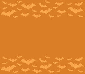 Halloween vector background.  Orange halloween pattern with bat illustrations. 