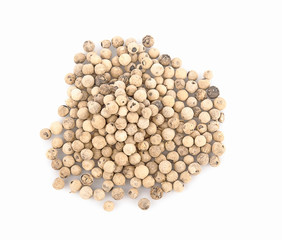 white peppers on the white background, top view