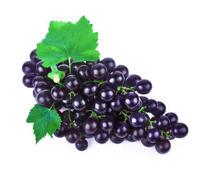 Black grapes isolated on white background