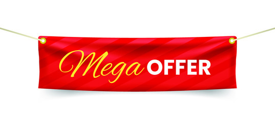 Realistic Banner with Folds on White Background . Isolated Vector Elements