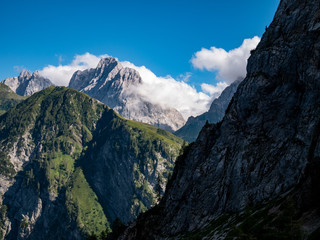 mountain peaks of the Carnic Alps on the state border between austria and italy