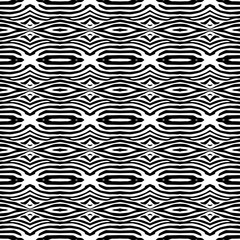 Design with Zebra stripes. Black and white. Ethnic boho ornament. Seamless background. Tribal motif. Vector illustration for web design or print.