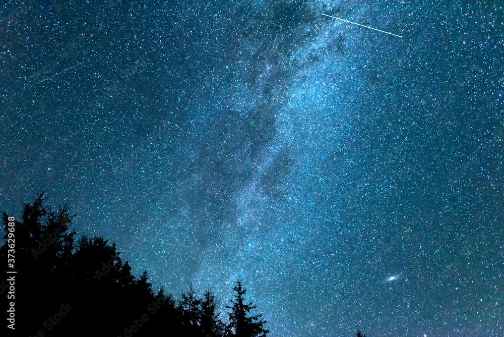 Wall mural starry sky. milky way galaxy. this long exposure astronomical photograph taken in the middle of the 