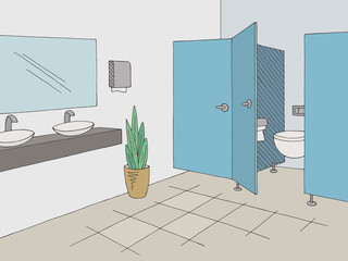 Public toilet graphic interior color sketch illustration vector