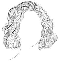 Side swept bob, short hairstyle, front view, vector illustration