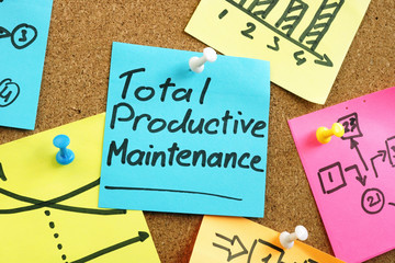 Total productive maintenance TPM on the blue memo stick.
