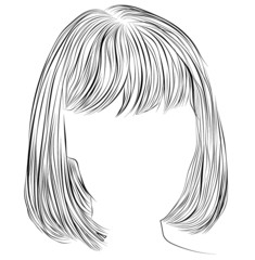Vector illustration of bob hairstyle with bangs, front view