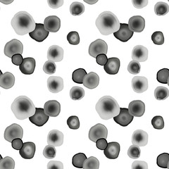 Ink watercolor paint blob seamless abstract dot pattern isolated on a white background. Hand painted pattern abstract dot.