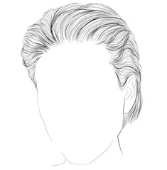 Elegant short hairstyle, outline vector illustration, woman head - 373631253