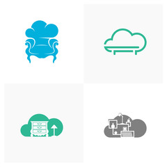 Set of Cloud Furniture Logo Design Vector Template. Symbol and icon of home furnishings.