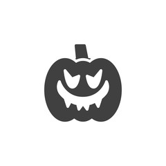 Scary pumpkin vector icon. filled flat sign for mobile concept and web design. Happy halloween pumpkin glyph icon. Symbol, logo illustration. Vector graphics