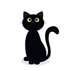 black cat for Halloween isolated on a white background, vector illustration, clipart, design, decoration
