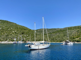 Fototapeta na wymiar Sailing boat in the sea in Greece