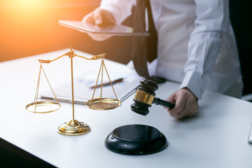 Female lawyer or judge consult having team meeting with client, Law and Legal services concept