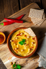 Delicious hummus paste with lemon and chilli