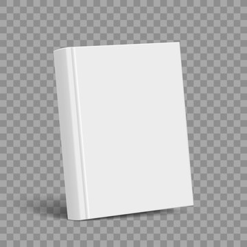 Blank book with white cover template. Vector illustration.