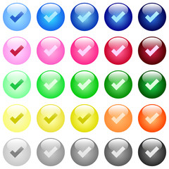 Ok icons in color glossy buttons