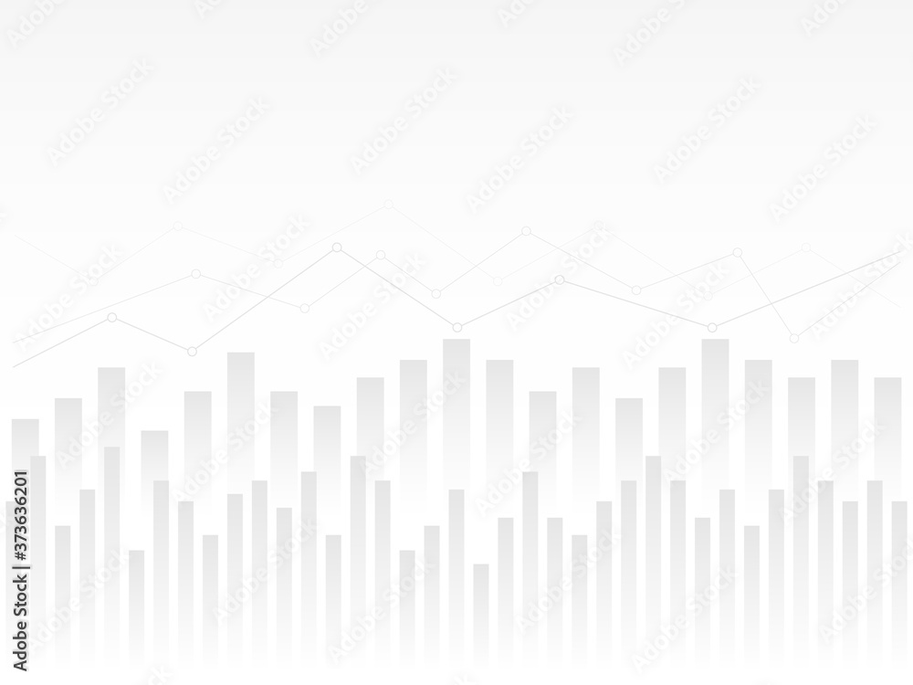 Poster abstract financial chart with uptrend line graph with gradient grey background.