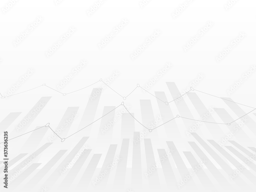 Poster abstract financial chart with uptrend line graph with gradient grey background.