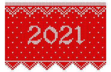 Fototapeta na wymiar 2021 knitted Cristmas and New Year card and banner.