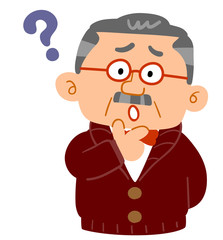 考える富裕層のシニア男性の上半身
