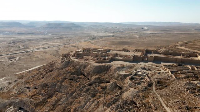 Scenic view of Masada mount in Judea desert near Dead Sea, Israel