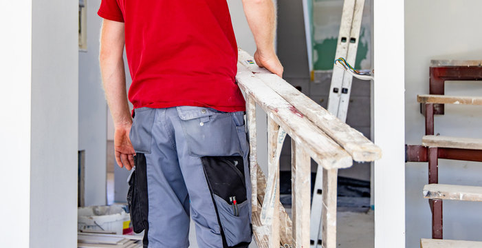 Leiter, Handwerker, Baustelle, Bauarbeiter, Renovierung, Hausbau, Wohnung, Treppen