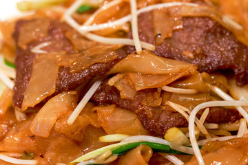 A delicious classic Cantonese dish, fried beef rice noodles